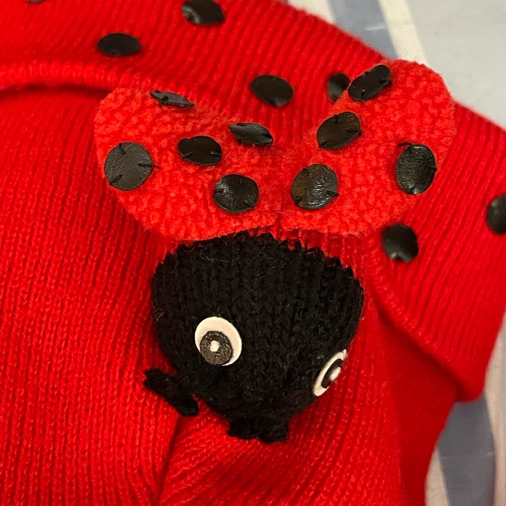 Youth Kidorable Ladybug Embellished Beanie and scarf set red with black dots - Picture 9 of 12